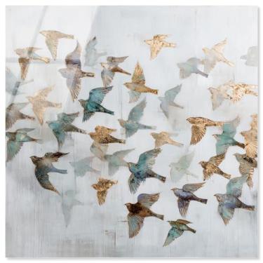 Imagem de Sky Full of Wings III Impressão acrílica decoração de parede de casa de fazenda por Art Remedy, pronto para pendurar, 76 x 76 cm