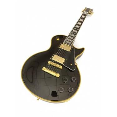 Imagem de Electric Guitar Gloss Black Fixed Bridge - Solid Mahogany Body & Neck Dual Humbucker Pickups Gold Hardware