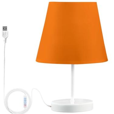 Imagem de TSENQUE Candeeiro de mesa lateral personalizado laranja sol bonito lâmpadas de cabeceira LED para mesinhas noturnas, lâmpadas decorativas brilhantes USB para quarto de crianças
