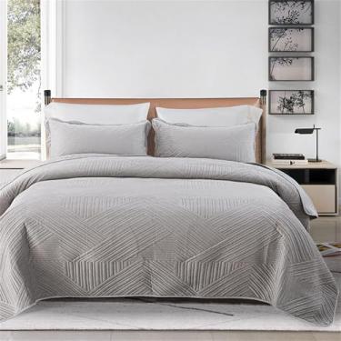 Imagem de Conjunto de Edredom de Veludo Macio com Bordado, Colcha Leve e Acolchoada, Q07, Conjunto de 3 Peças 240x250cm