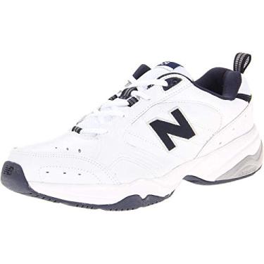 Imagem de New Balance Tênis masculino 624 V2 casual confortável Cross Trainer, Branco/Azul marinho, 11.5