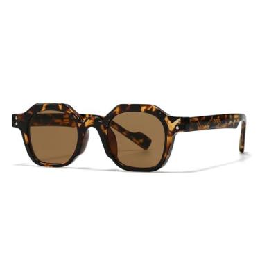 Imagem de Óculos de Sol UV400 - Armação Pequena Estampa Leopardo Degradê Punk Rebites Para Homens e Mulheres Esportes ao Ar Livre Corrida Ciclismo, C3 Leopardo Chá