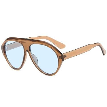 Imagem de Óculos de Sol Oversized em Gelatina, Unissex, Estilo Punk, Proteção UV400, Ideais para Esportes ao Ar Livre, Corrida e Ciclismo, Cor Azul Chá