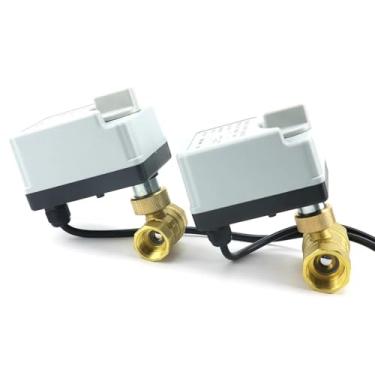 Imagem de Válvula de esfera motorizada de 2 vias de latão 1/2 3/4 1 polegada três fios controle de dois fios com manual 1 peça (3/10.2 cm, AC220V_3 fio - 2 pontos)