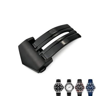 Imagem de SKXMOD Pulseira masculina de 18 mm com fivela de aço inoxidável 316L preta ouro rosa para Tag Heuer CARRERA AQUARACER (preto)