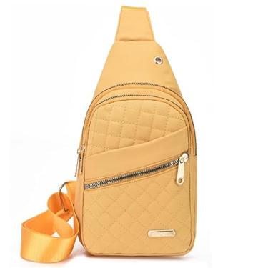 Imagem de Mochila transversal pequena tiracolo para mulheres e homens, bolsa de peito, bolsa tiracolo para viagens, esportes, corrida, caminhada, Amarelo, Small