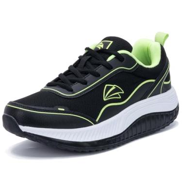 Imagem de RomenSi Tênis de caminhada feminino com suporte de arco ortopédico tênis fascite plantar pé e calcanhar alívio da dor sapatos de balancim para ficar em pé o dia todo EUA 6-11, Preto, verde, 35