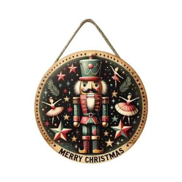 Imagem de Placa Decorativa Vintage De Natal Em Madeira Com Tema Quebra-Nozes Par