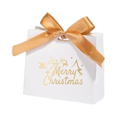 Imagem de Pacote Com 20 Caixas De Presente De Natal Com Fita E Placa De Feliz Na