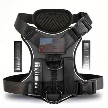 Imagem de Peitoral Ajustável Refletivo para Cachorro Porte Médio e Grande, Colete Reforçado Confortável com Regulagem e Segurança(Preto,G (L))