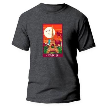 Imagem de Camiseta Básica Algodão Premium Estampa Digital Torre Paris - Pavesi, 