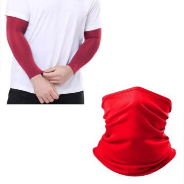 Imagem de Kit Manguito Compressão Proteção Solar Cobre Braço Bandana Tubular Cob