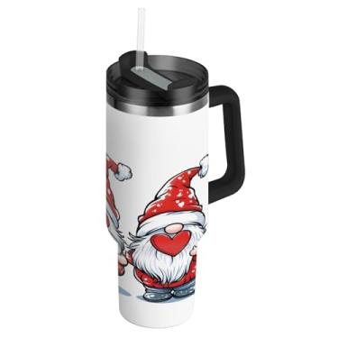 Imagem de ATTX Copo de Dia dos Namorados de 1,134 g com alça, copo de aço inoxidável a vácuo de parede dupla com palha, caneca de café de viagem isolada #224