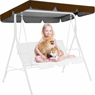 Imagem de Capa de substituição para balanço de varanda de 2/3 lugares, cobertura impermeável para balanço externo, proteção solar para móveis de jardim, quintal e parque~/