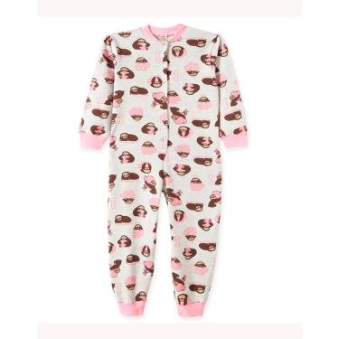 Imagem de Macacão Pijama Infantil Menina Mescla Preguicinha Pingo Lelê-Feminino
