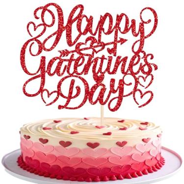 Imagem de 1 pacote de topo de bolo feliz dia do gatentine glitter doce amor dia dos namorados decoração de bolo para decoração de bolo de casamento festa de aniversário suprimentos