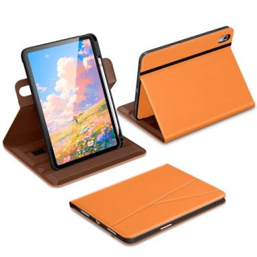 Imagem de DTTO Capa para iPad A16, iPad 11ª/10ª geração (2025/2022), capa de couro premium giratória de 360 graus com suporte para lápis, laranja nova