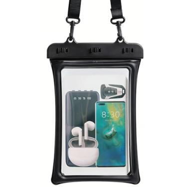 Imagem de Bolsa grande à prova d'água, 25 cm, capa de telefone impermeável IPX8, bolsa seca para celular com cordão de pescoço transversal, bolsa de praia flutuante para proteção de água para cruzeiro