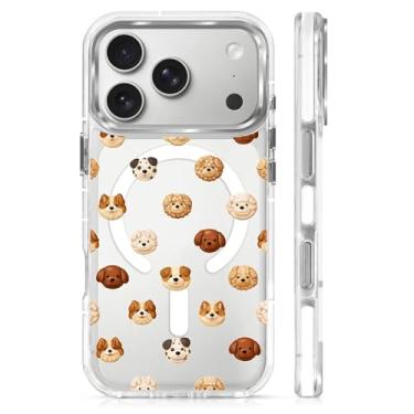 Imagem de Goodsprout Capa para iPhone 17 Pro Max, compatível com MagSafe. O silicone TPU transparente protege a capa de telefone de quedas, escorregões e impressões digitais. Colagem de filhote de biscoito