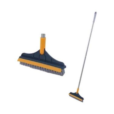 Imagem de Escova De Chão Rotativa 2 Em 1 Com Cabo Longo, Cerdas Rígidas E Rodo P