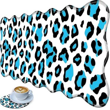 Imagem de Bxgolkgd Tapete de mesa grande, 80 x 29 cm, mouse pad estendido para jogos com bordas costuradas, base de borracha antiderrapante, teclado para escritório, casa, estampa de leopardo azul