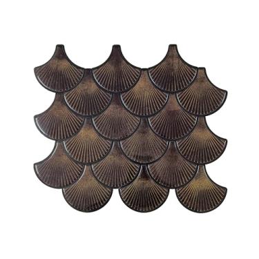 Imagem de Mosaicowall Azulejo autoadesivo Backsplash para parede 3D, azulejos de vinil de gel de poliuretano para decoração de casa, aplique na cozinha e banheiro (conjunto de 10 azulejos) (preto)