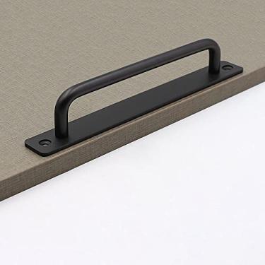 Imagem de Puxador de porta puxadores de armário de liga de alumínio puxadores de ferragens de cômoda puxadores de porta de celeiro para (distância do orifício preto 192 mm)