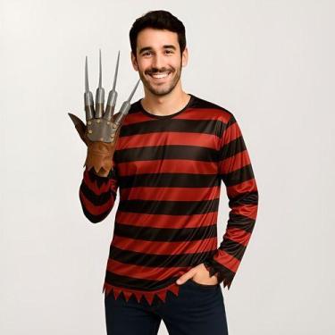 Imagem de Fantasia Freddy Krueger Com Camisa E Luva Halloween Tamanho:Unico Adul