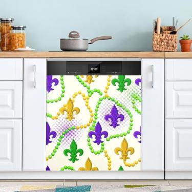 Imagem de ATTX Capa magnética para lava-louças Mardi Gras | Adesivo decorativo de eletrodomésticos de 58 x 66 cm para armários domésticos e eletrodomésticos (211)