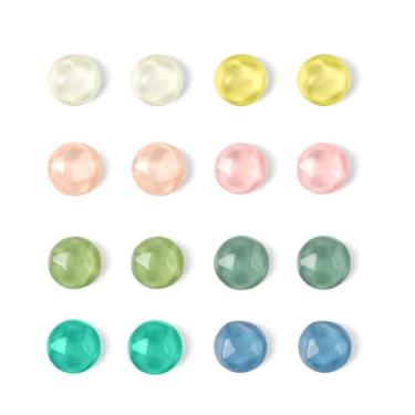 Imagem de Ksriylm 16 peças de ímãs de geladeira fofos coloridos redondos ímãs de geladeira com acabamento transparente liso para armário, cozinha, quadro branco, escritório, adesivos magnéticos decorativos