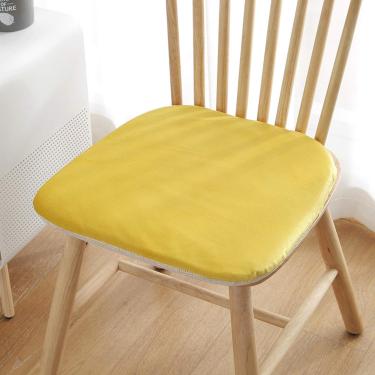 Imagem de Almofada De Assento De Cadeira De Veludo Quadrada Arredondada Almofada De Cadeira De Jantar Lavável Em Alimentos Almofada De Cadeira De Jantar Almofada De, Yellow, 40x42cm(16x17inch)
