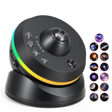Imagem de Projetor de Luz Galaxia, Planetário 4K HD com 13 Slides, Projetor de Nebulosa Realista Giratório em 360° com Luz Noturna, Temporizador e Meteoros Dinâmicos para o Quarto