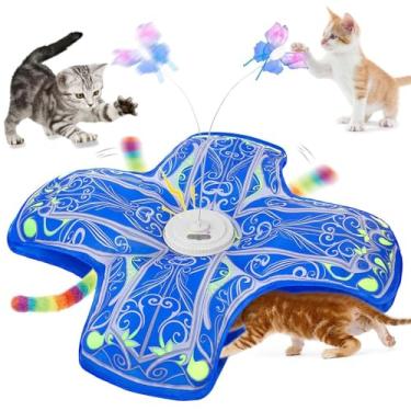 Imagem de Brinquedo interativo para gatos | Arranhador automático silencioso, varinha oculta | Brinquedos internos para gatos para tédio - para Natal, aniversário, Halloween, brincar, exercitar, entreter