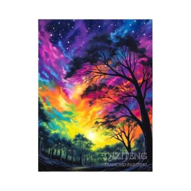 Imagem de Kit De Pintura Com Diamantes De Paisagem De Floresta Estrelada, DIY, M