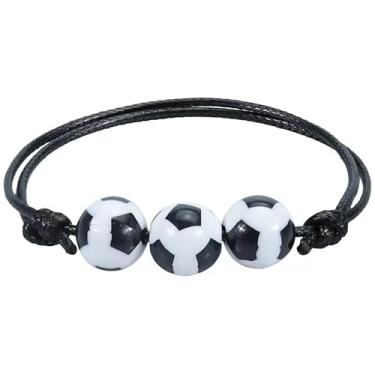 Imagem de WATASAA Pacote com 10 pulseiras esportivas com contas de espírito de equipe com cartas inspiradoras, tema de basquete, futebol, beisebol, tênis, cordão ajustável, presentes para fãs de jogadores e