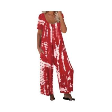 Imagem de Macacão De Verão plus Size Feminino 0XL-5XL Em Cor Sólida Casual Com B