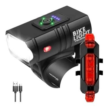 Imagem de Farol Bike Recarregável Sinalizador Usb K152 Pr