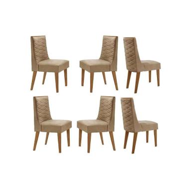 Imagem de Kit 6 Cadeiras Sala Jantar Dafne 6 Un Naturalle/Linho Bege Turim - Rufato
