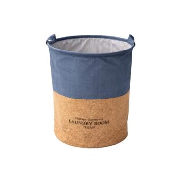 Imagem de Cesto Organizador Rústico para Lavanderia Dobrável, 55L, Duas Cores, Material Premium para Roupas Sujas e Multiuso (Azul)