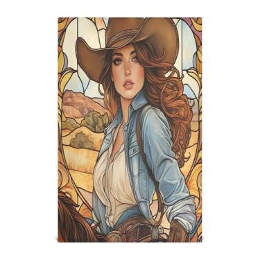 Imagem de xigua Lindo conjunto de 1 panos de prato de cozinha Cowgirl, macios e altamente absorventes de secagem rápida para limpeza de pratos e limpeza à mão, 71 x 45 cm