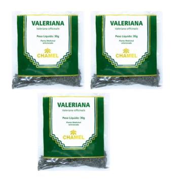 Imagem de Chá Valeriana Natural Kit 3 Pacotes 30g cada Chamel