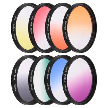 Imagem de PATIKIL 8 peças de filtro de lente de 55 mm, filtros de cor graduados, resina óptica de arranhões, acessórios de correção de cor para lente fotográfica de câmera, 8 cores