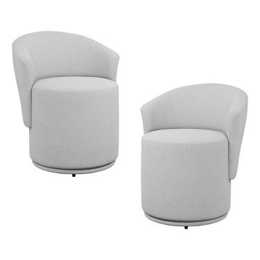 Imagem de Kit 02 Poltronas Orgânicas Living Mavi Fixa Bouclê Cinza Claro - Desk Design