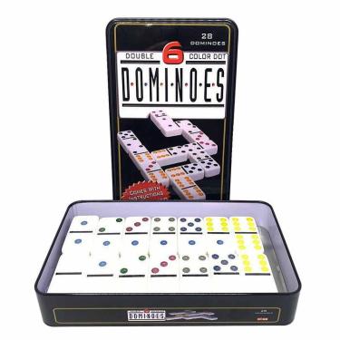Imagem de Jogo Dominó Profissional Double Six Estojo Lata 28 Peças
