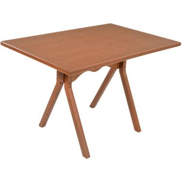 Imagem de Mesa Gourmet Retangular Pequena Restaurante Em Madeira Maciça Com Tampo Lâminado 120cm Castanho