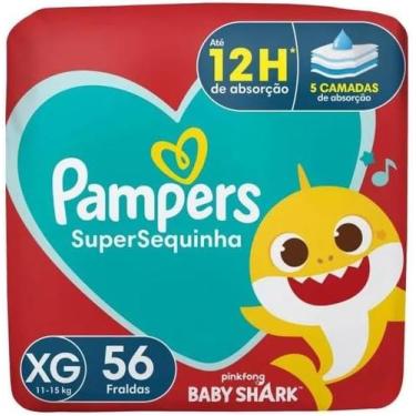 Imagem de Fralda Pampers SuperSequinha Baby Shark XG 56 unidades