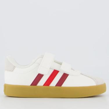 Imagem de Tênis Adidas VL Court 3.0 CF Kids Branco e Bordô, 22