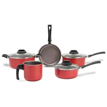 Imagem de Jogo de Panelas 5 Peças Brinox Ruby Alumínio Pro-Flon Vermelho