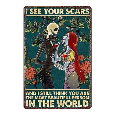 Imagem de Decoração de parede, pintura em ferro, placa de esqueleto, casal, Halloween