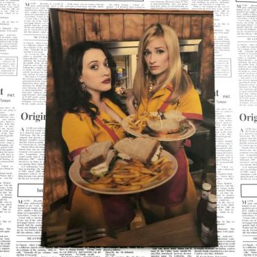 Imagem de Pintura de pôster 2 Broke Girls Arte de parede vintage 30x42cm